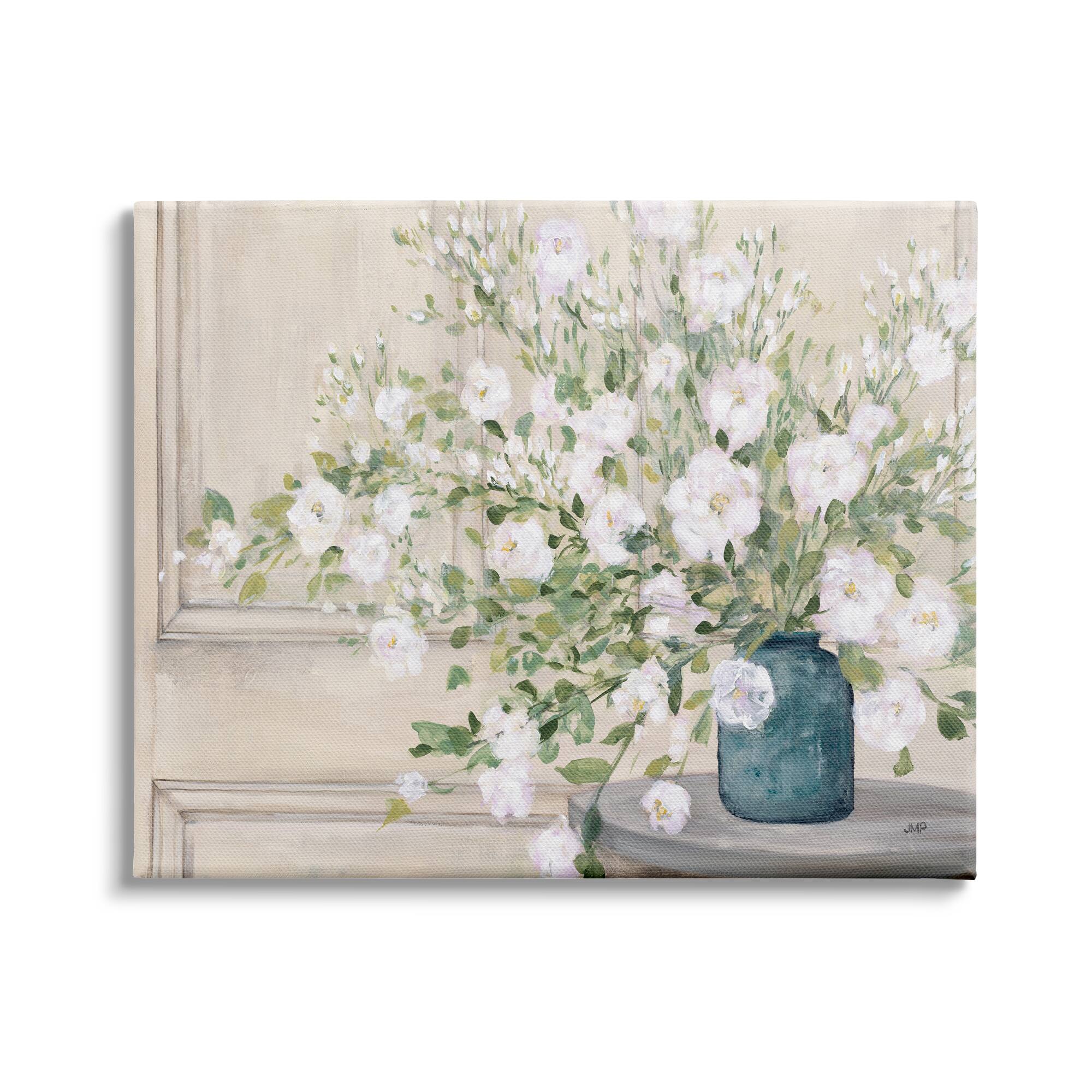 Stupell Industries Geranium Tabletop Country Still Life Painting Blooming Flowers Canvas Wall Art